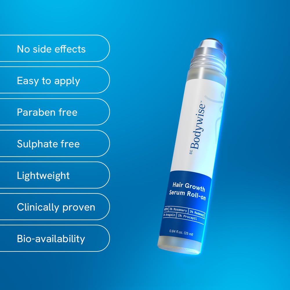 Be Bodywise Advanced Rosemary Hair Growth Roll-On Serum | Clinically Proven Hair Regrowth Treatment