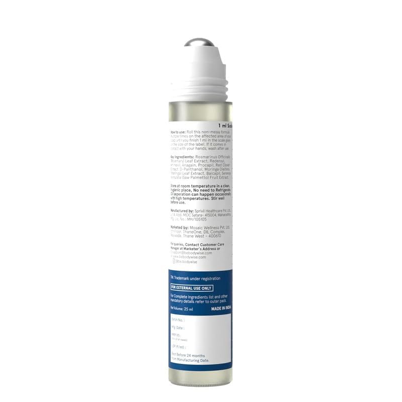 Be Bodywise Advanced Rosemary Hair Growth Roll-On Serum | Clinically Proven Hair Regrowth Treatment