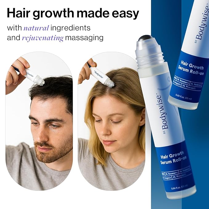 Be Bodywise Advanced Rosemary Hair Growth Roll-On Serum | Clinically Proven Hair Regrowth Treatment